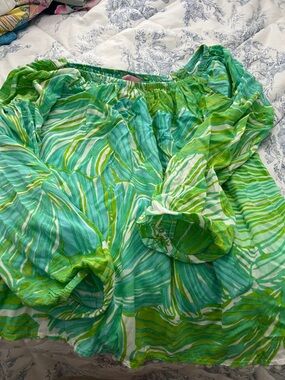 Lilly Pulitzer Green and Teal Off-Shoulder Blouse